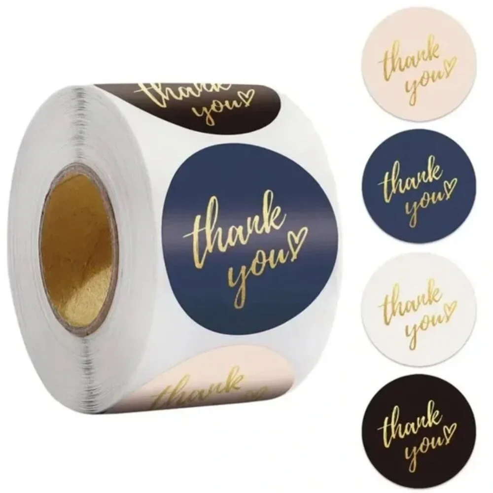50 Gold Thank You Stickers 1.5” Round Foil Labels